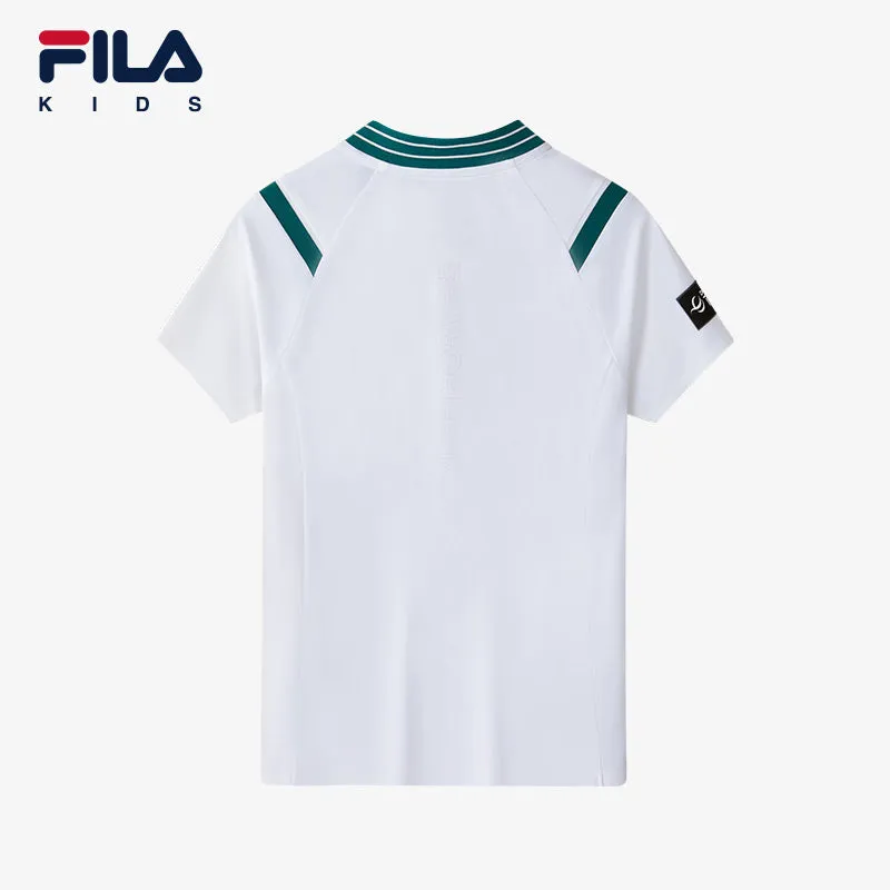 (130-165cm) FILA KIDS PERFORMANCE GOLF Girl's Short Sleeve Polo in White