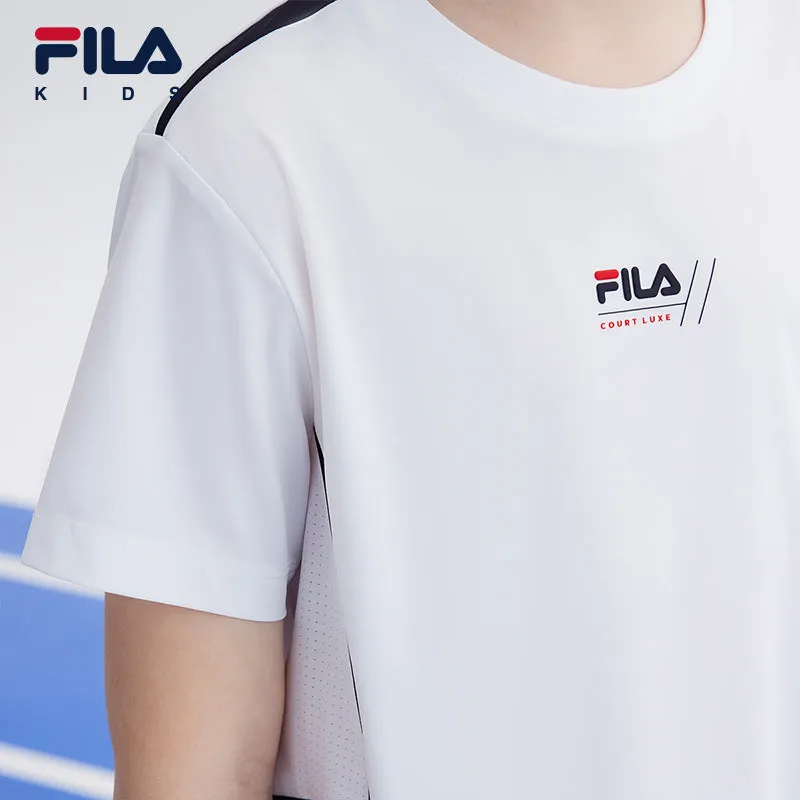 (140-165cm) FILA KIDS ART IN SPORTS PERFORMANCE TENNIS Boy's Short Sleeve T-shirt in White