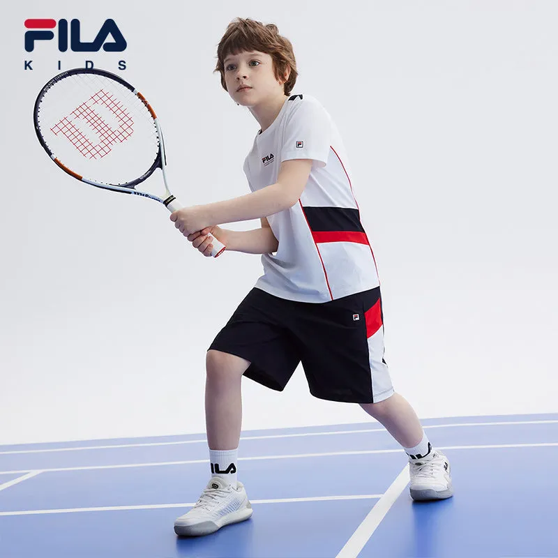 (140-165cm) FILA KIDS ART IN SPORTS PERFORMANCE TENNIS Boy's Short Sleeve T-shirt in White