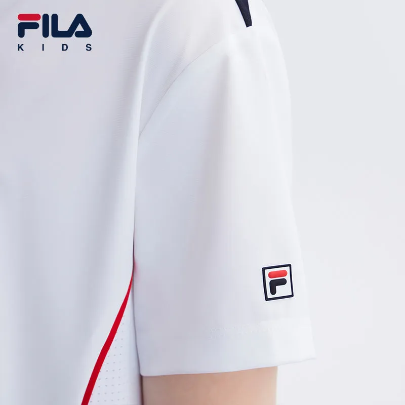 (140-165cm) FILA KIDS ART IN SPORTS PERFORMANCE TENNIS Boy's Short Sleeve T-shirt in White