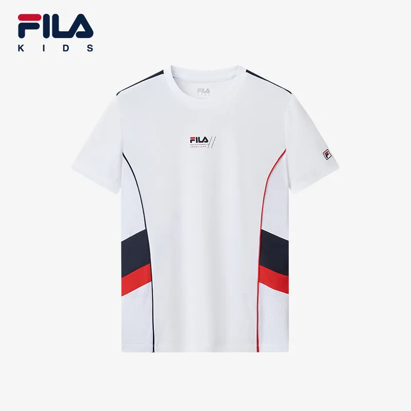 (140-165cm) FILA KIDS ART IN SPORTS PERFORMANCE TENNIS Boy's Short Sleeve T-shirt in White