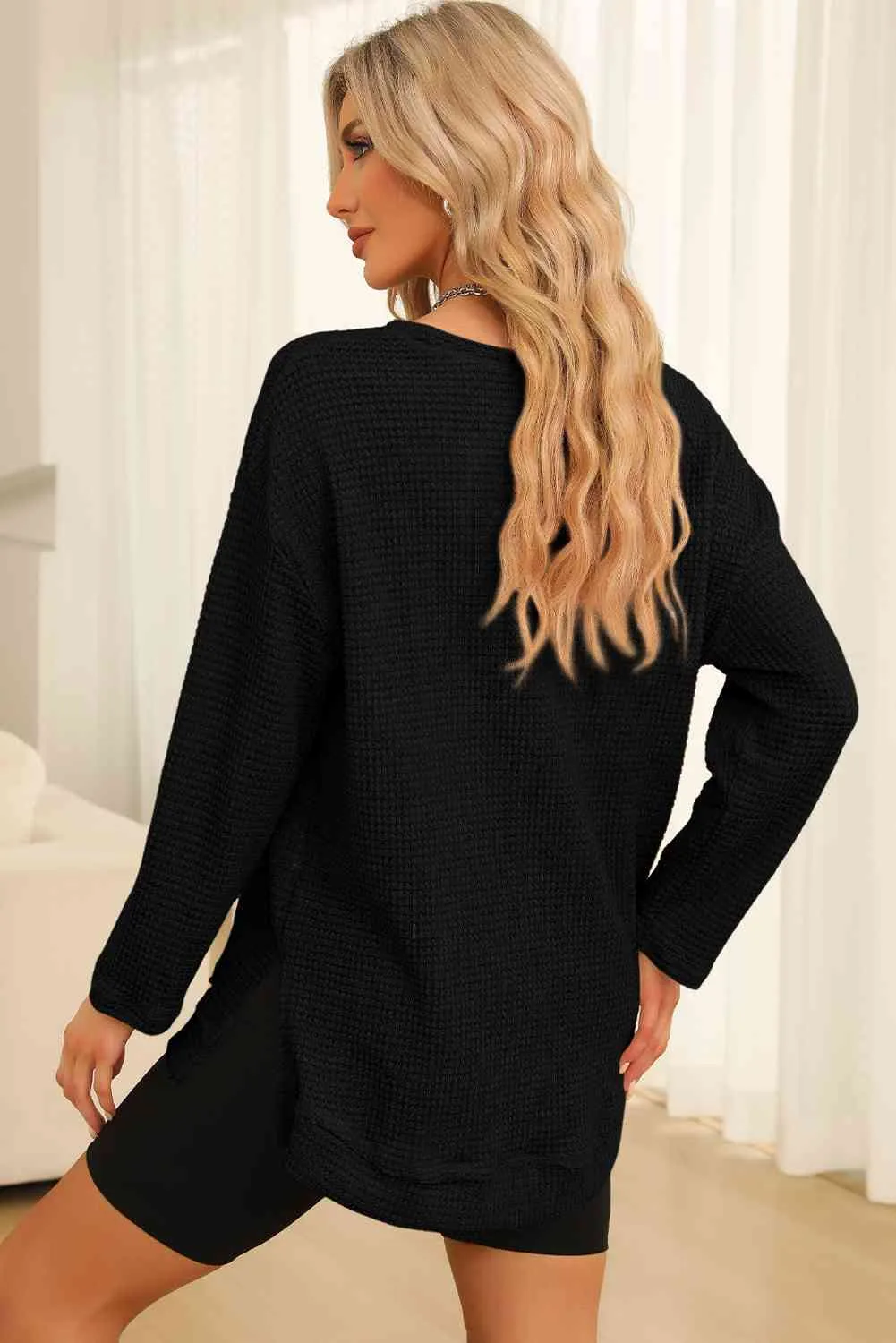 7 Cozy Oversized Waffle-Knit Sweatshirt (S - 2X)