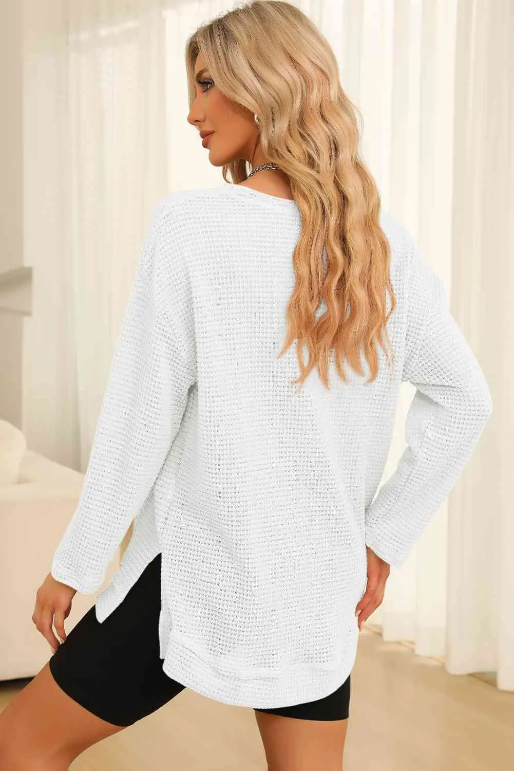 7 Cozy Oversized Waffle-Knit Sweatshirt (S - 2X)