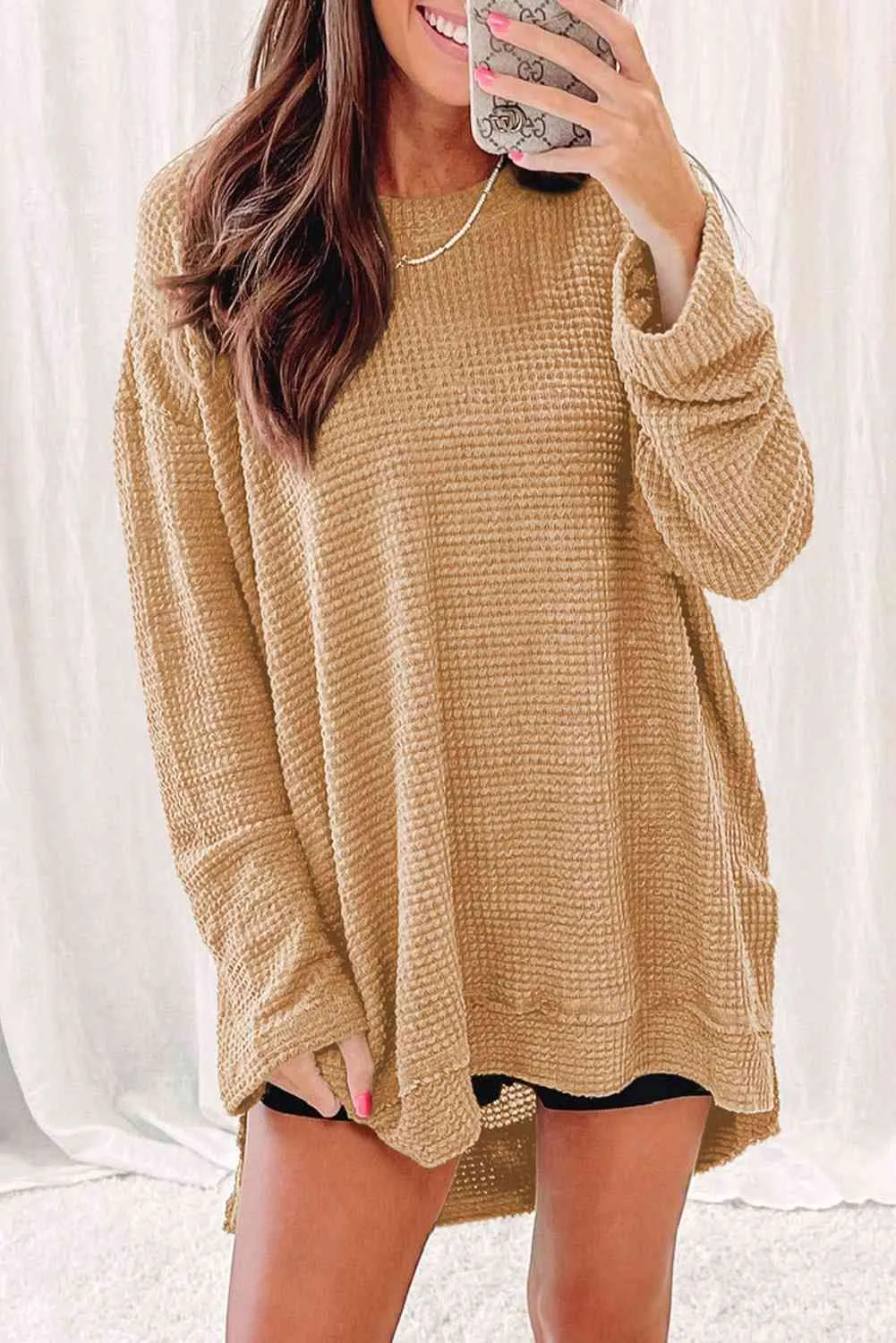 7 Cozy Oversized Waffle-Knit Sweatshirt (S - 2X)