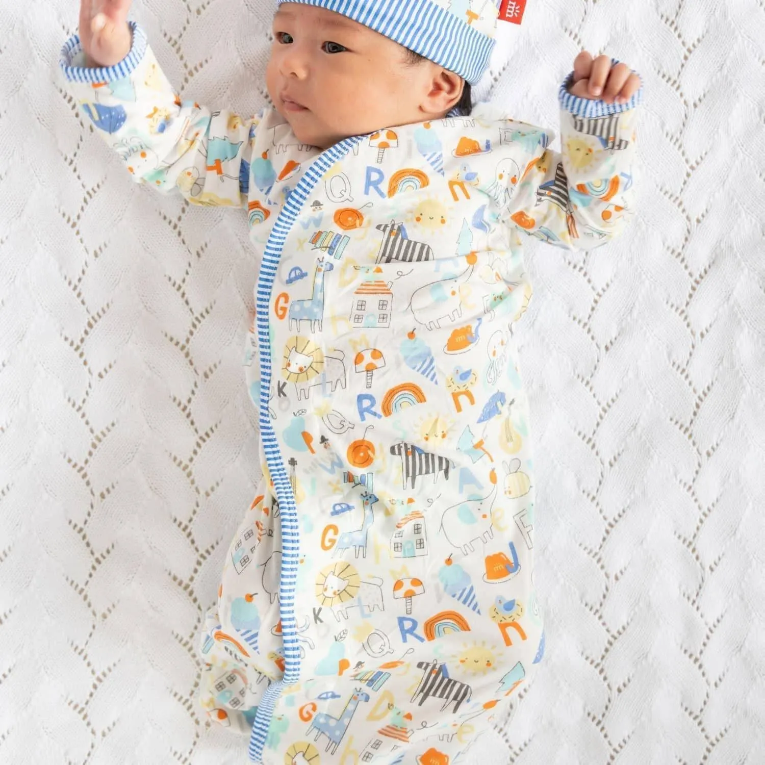 alpha pop modal magnetic cozy sleeper gown   hat set