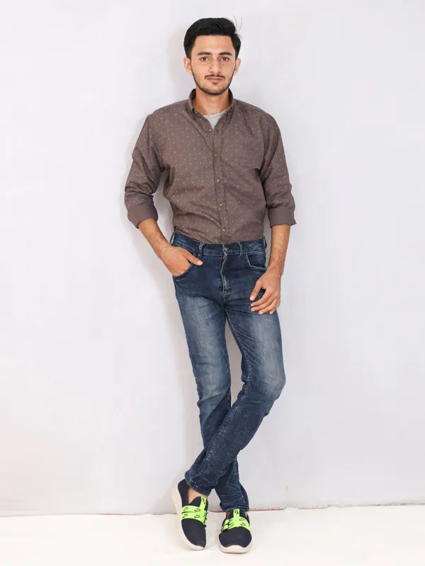 AN Men's Casual Shirt Brown Design