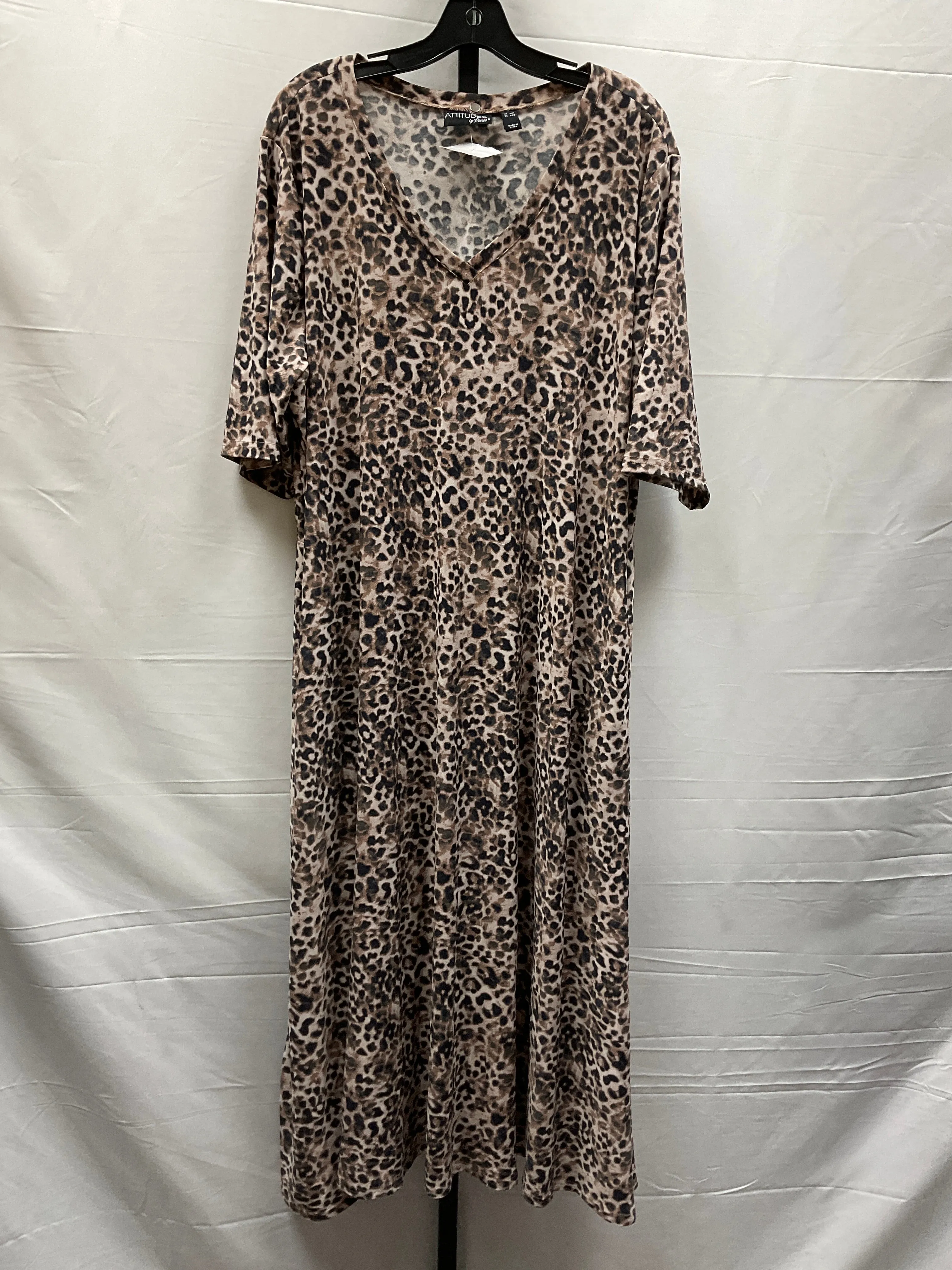 Animal Print Dress Casual Maxi Attitude, Size 3x