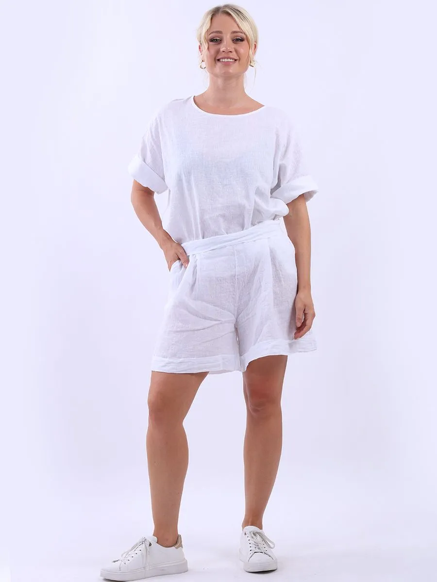 Anne   Kate Italian Casual Plain Linen Shorts