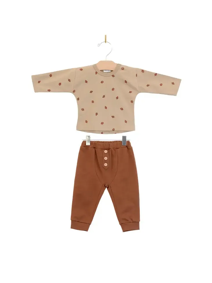 Baby Boy Set- Rust Acorns