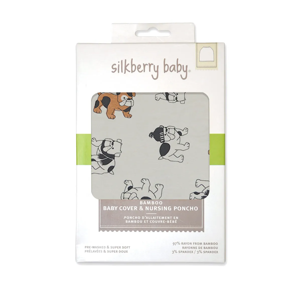 Bamboo Baby Cover & Nursing Poncho (Cozy Bulldog Print)