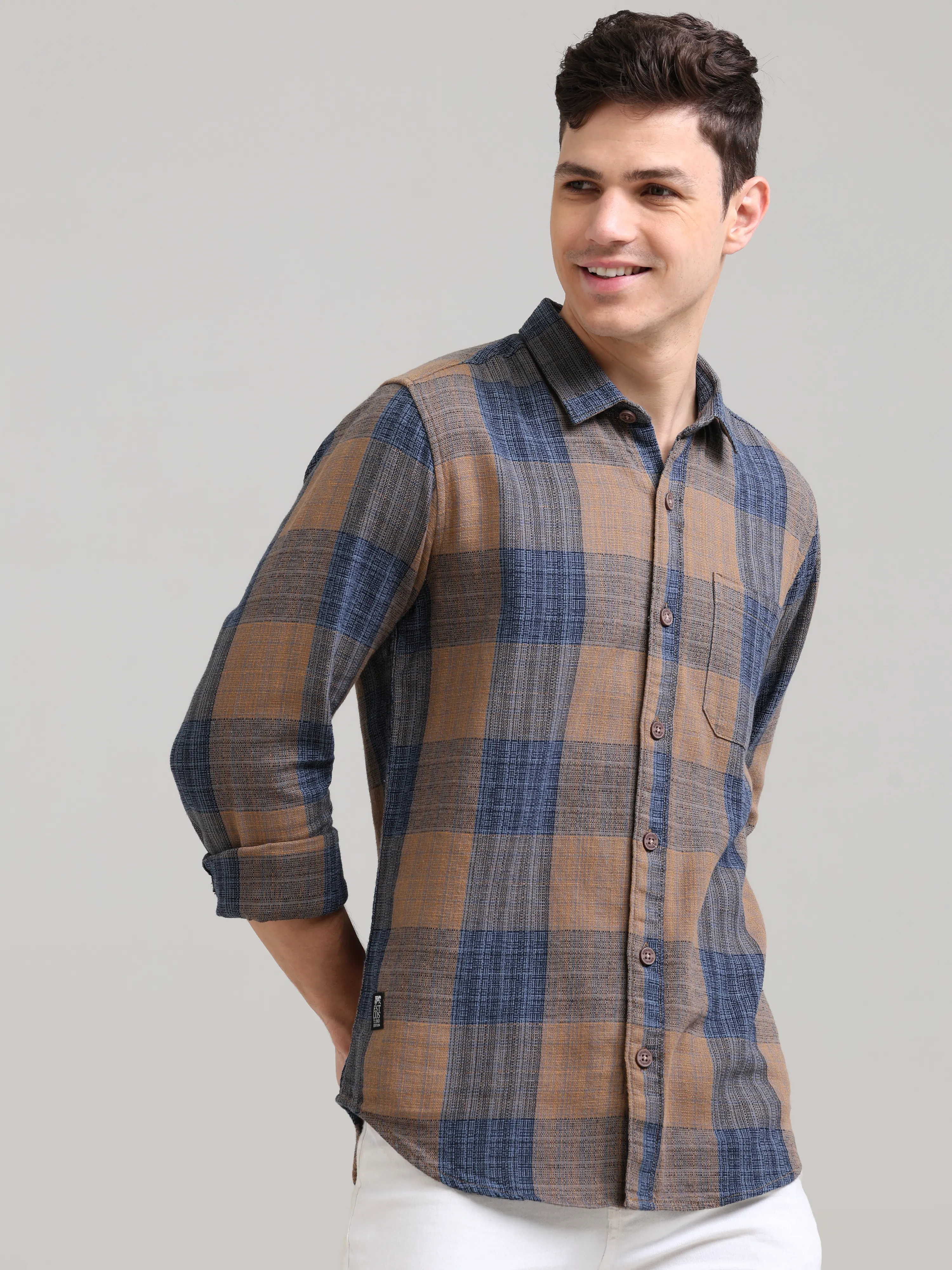 Beep Sea blue Casual Check Shirt