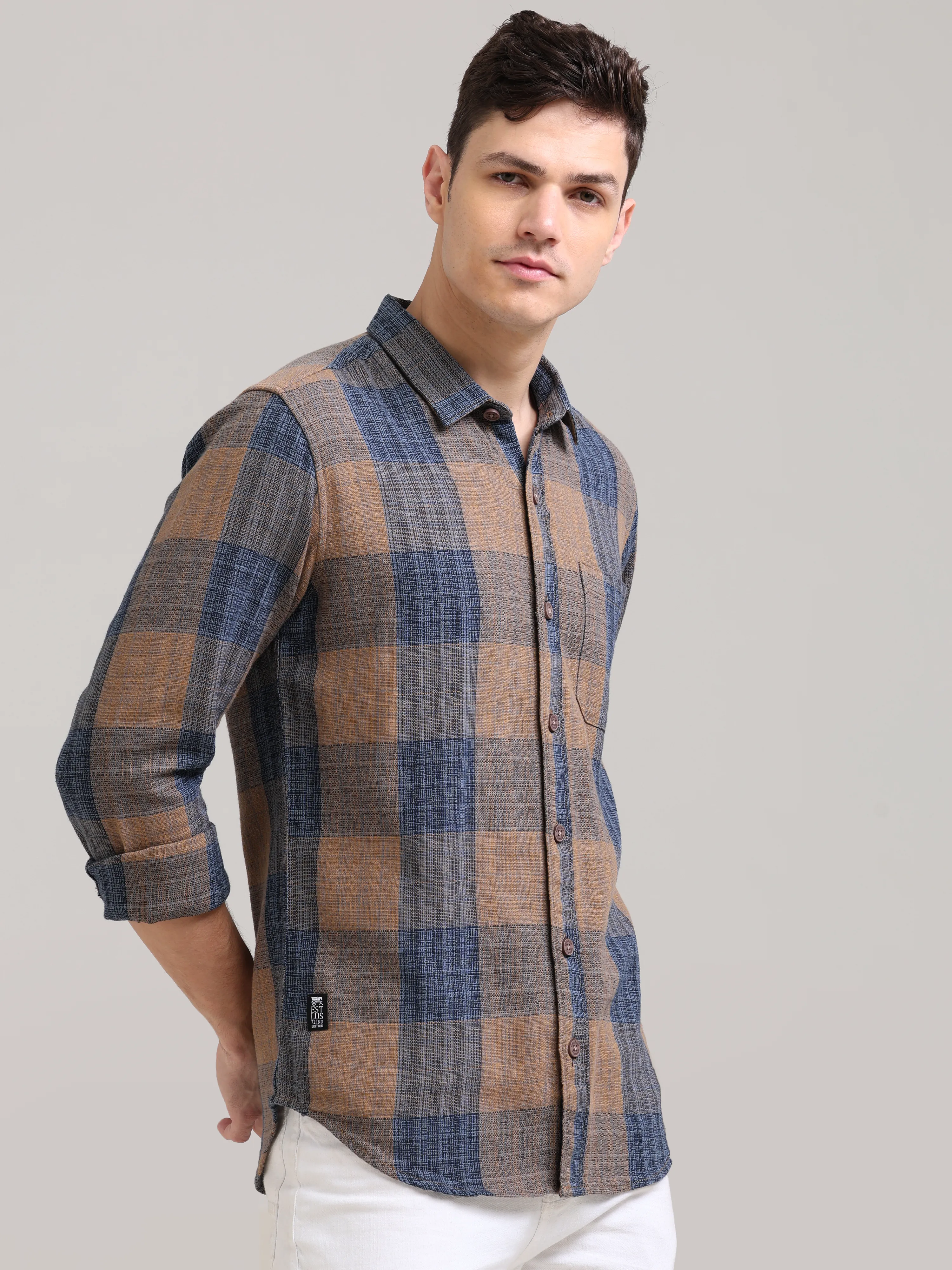 Beep Sea blue Casual Check Shirt