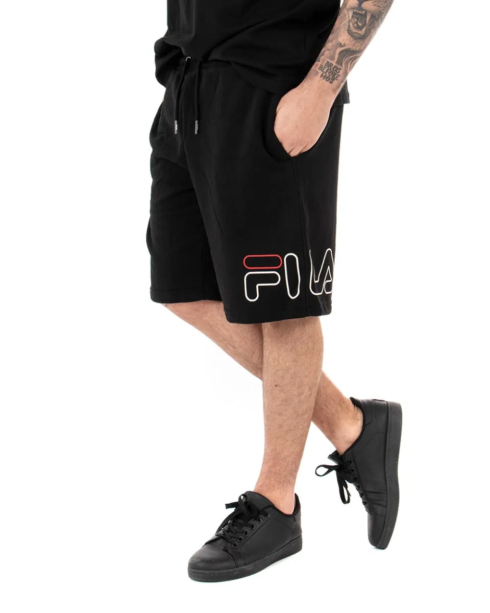 Bermuda Pantaloncino Tuta Nero Uomo Fila Logo Grande Jared GIOSAL-PC1615A