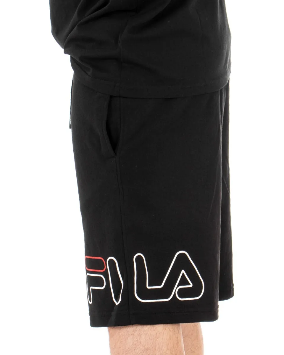 Bermuda Pantaloncino Tuta Nero Uomo Fila Logo Grande Jared GIOSAL-PC1615A