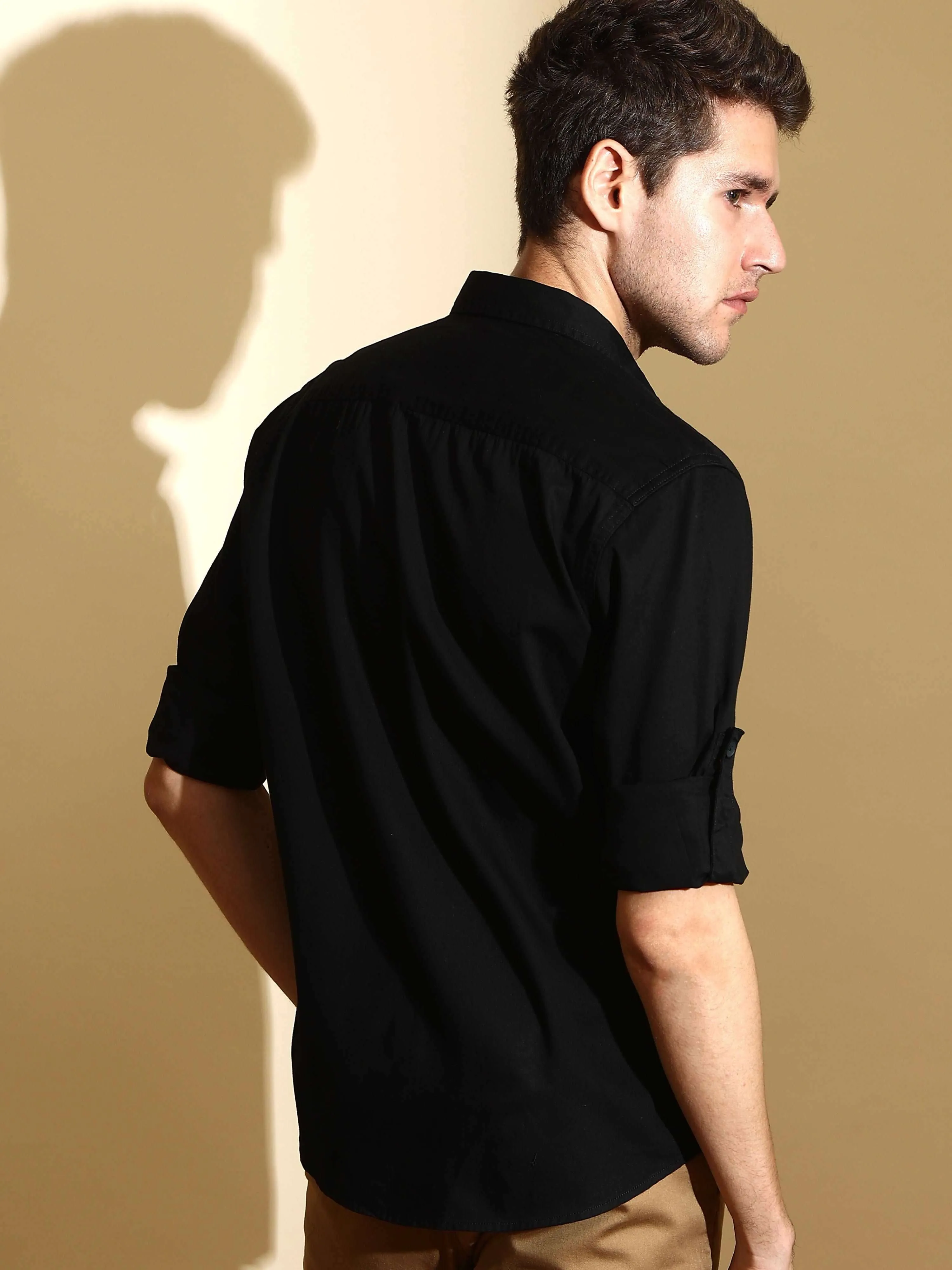 Black Cargo casual full sleeve shirt