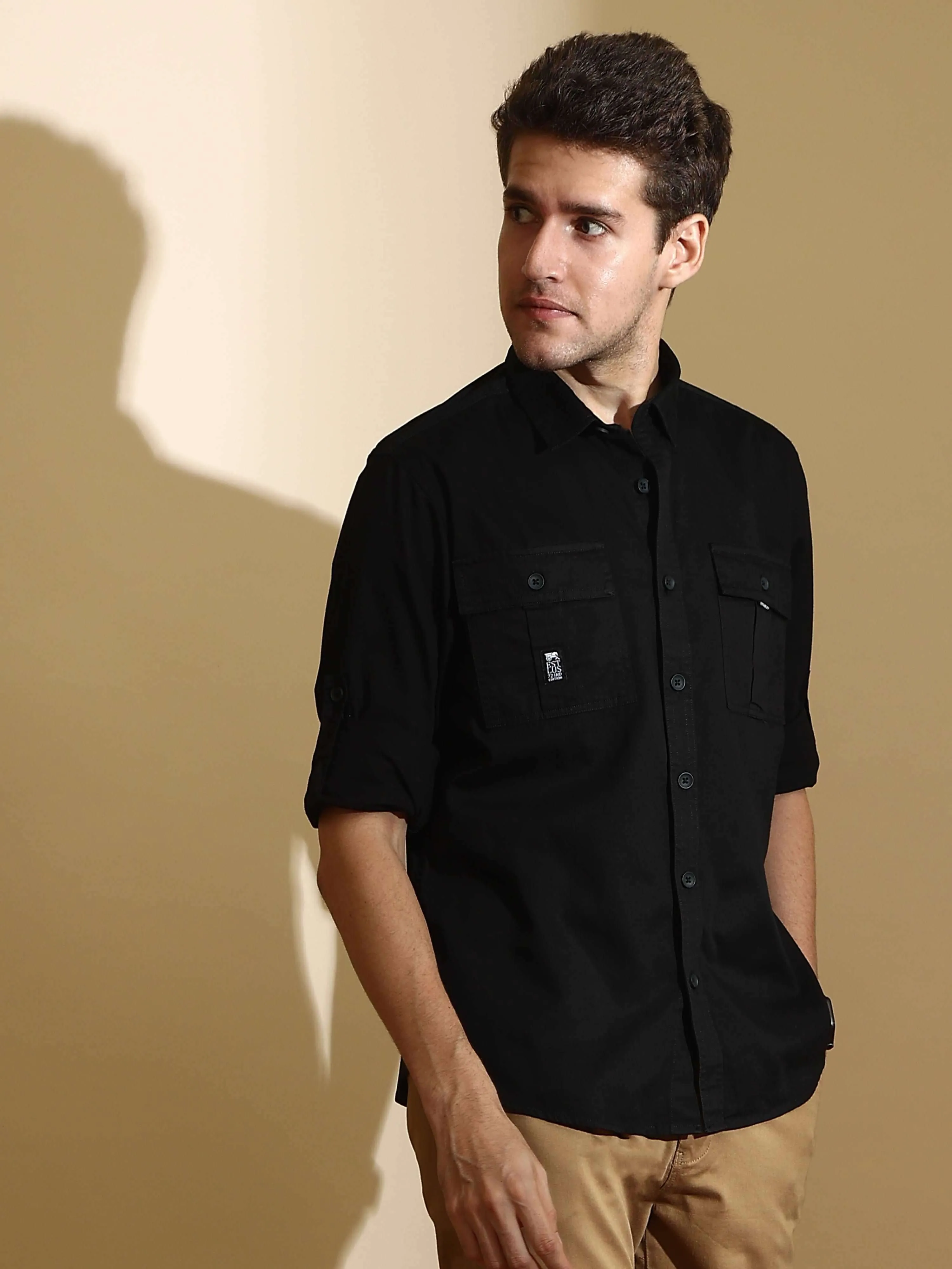 Black Cargo casual full sleeve shirt