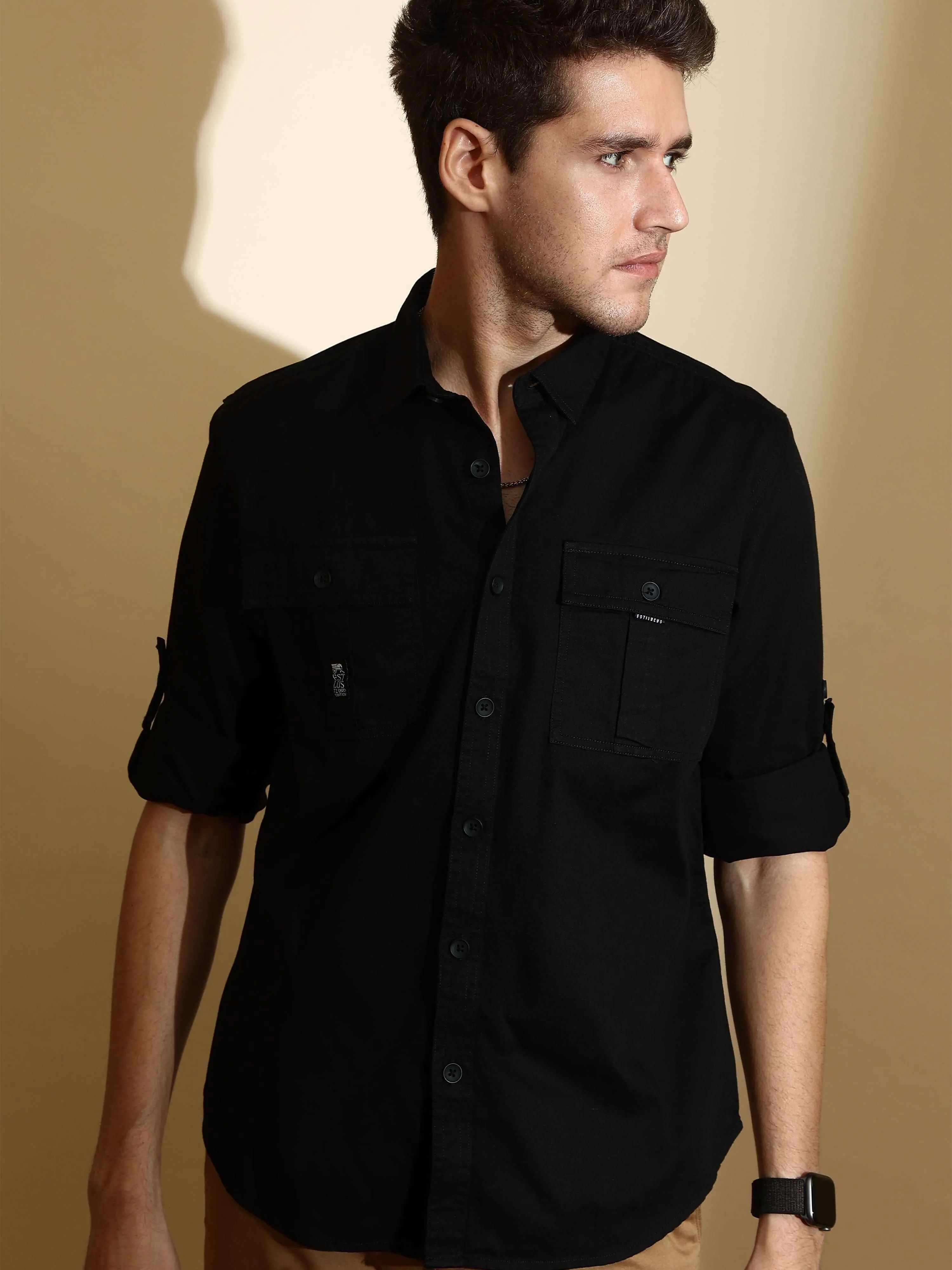 Black Cargo casual full sleeve shirt