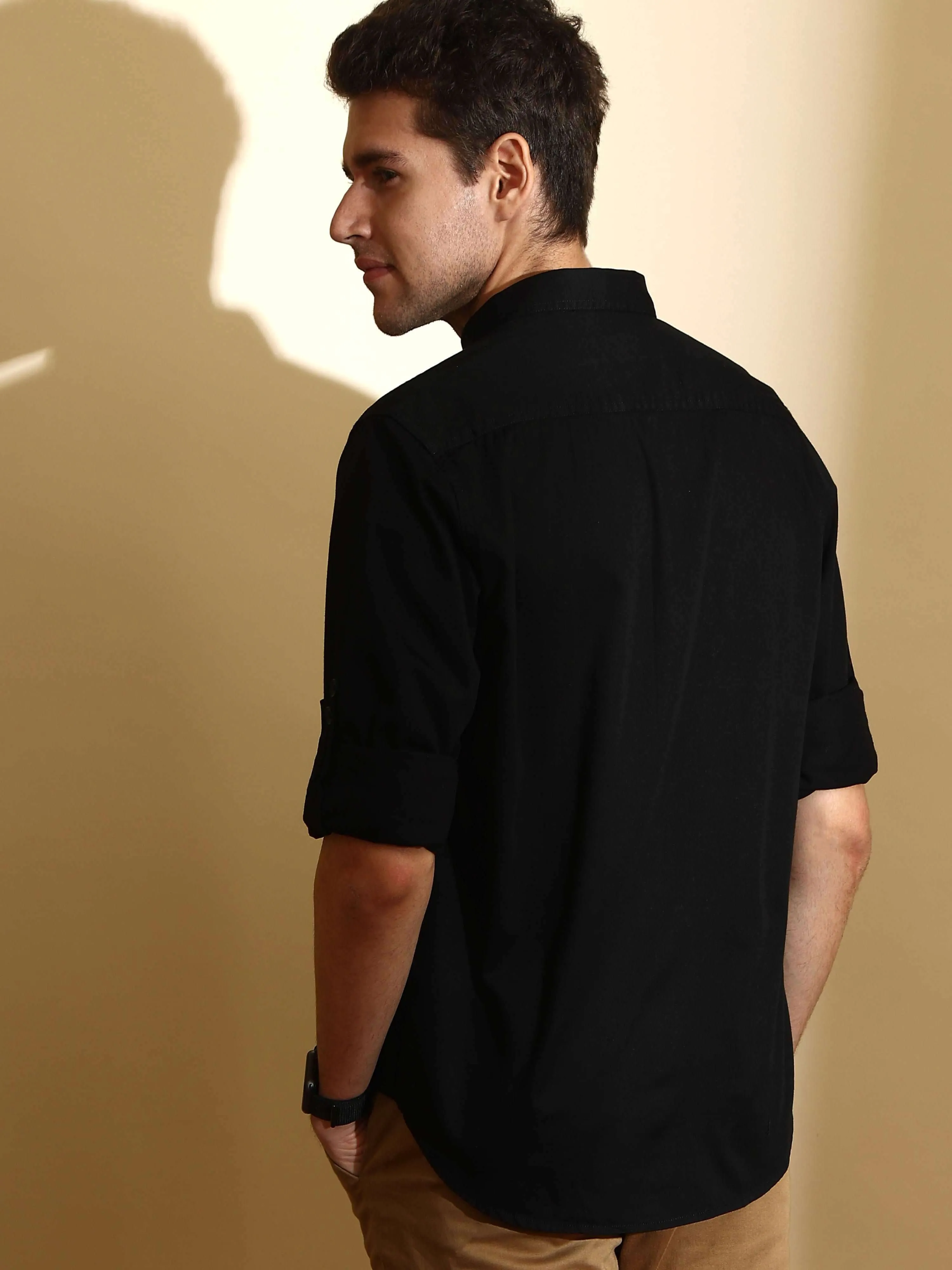 Black Cargo casual full sleeve shirt