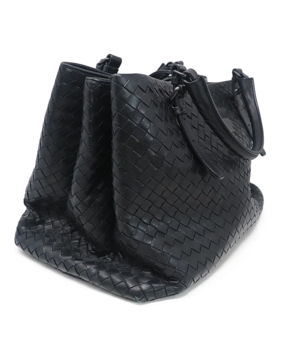 Bottega Veneta Black Woven Leather Satchel