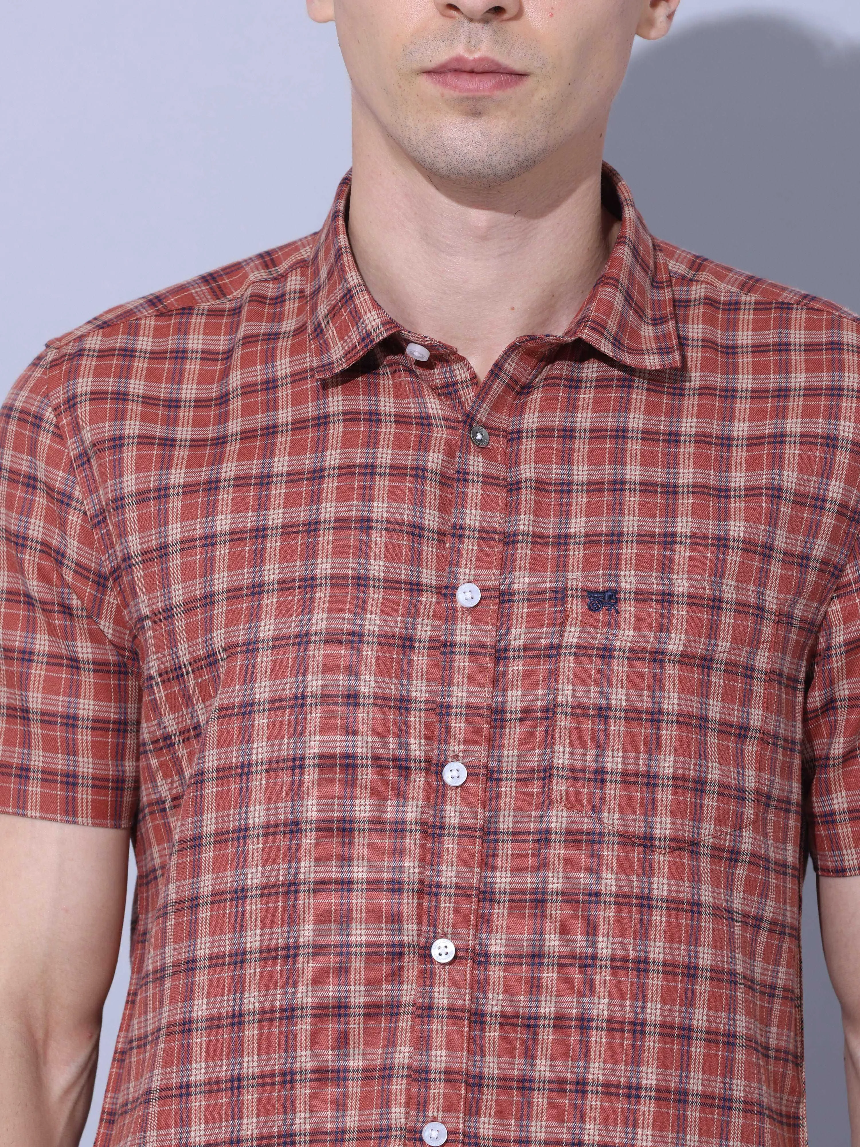 Bricks Check Casual Half Sleeve Shirt