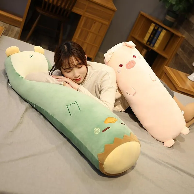 Cartoon Animal Dinosaur Pig Bunny Teddy Bear Husky Duck Plush Toys Stuffed Soft Long Sleep Pillow Doll Cushion Kids Girls Gift