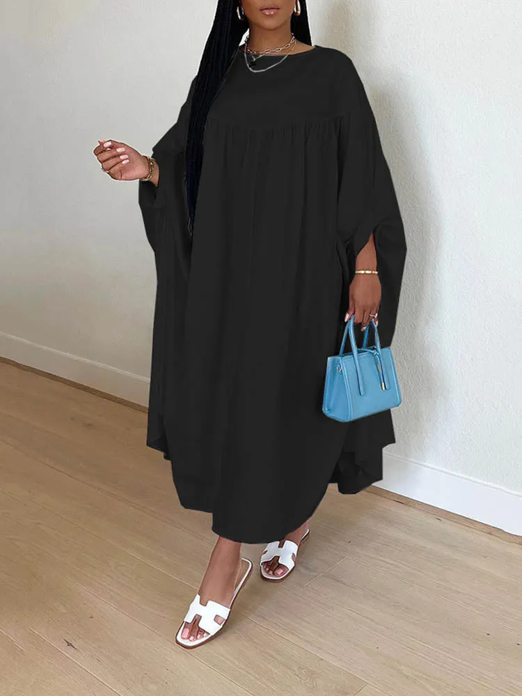 Casual Batwing Sleeve Loose Dress