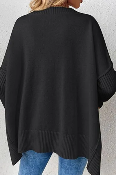 Casual Chic Slit V-Neck Sweater