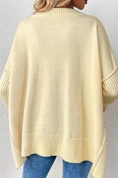 Casual Chic Slit V-Neck Sweater