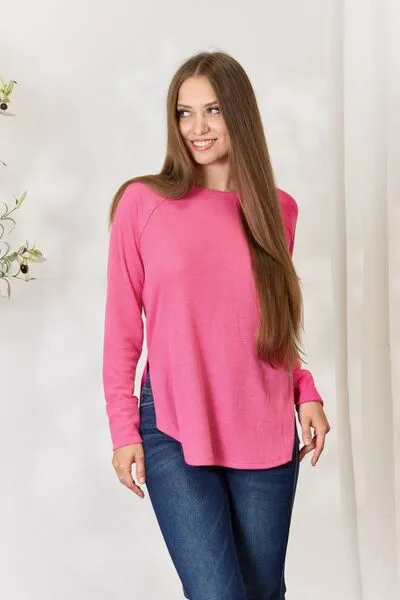 Casual Comfort Long Sleeve Top in Fuchsia