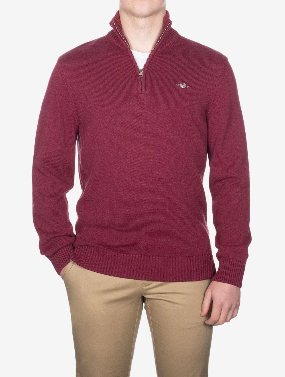 Casual Cotton Half Zip Plumped Red