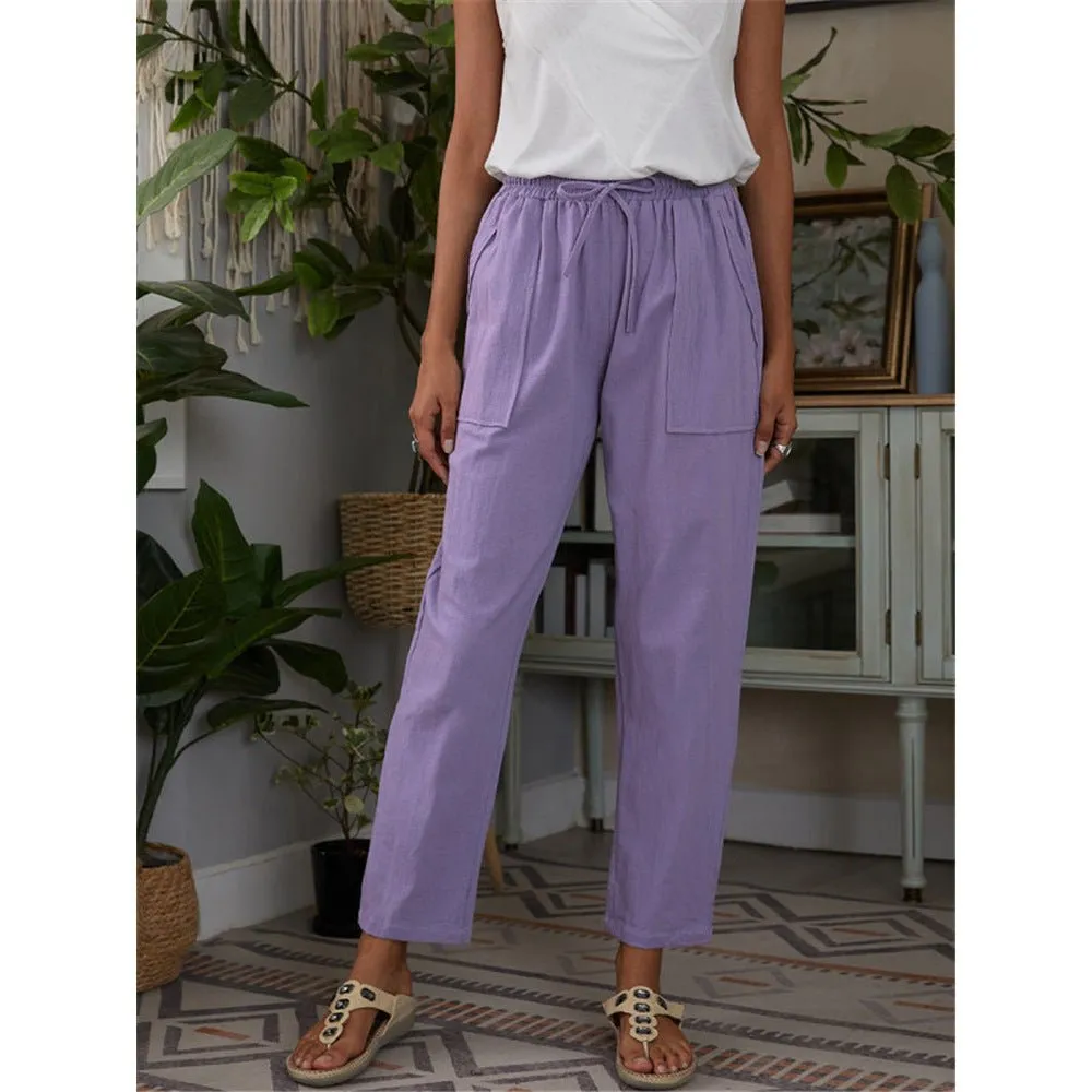 Casual Elastic Waist Straight leg Slacks