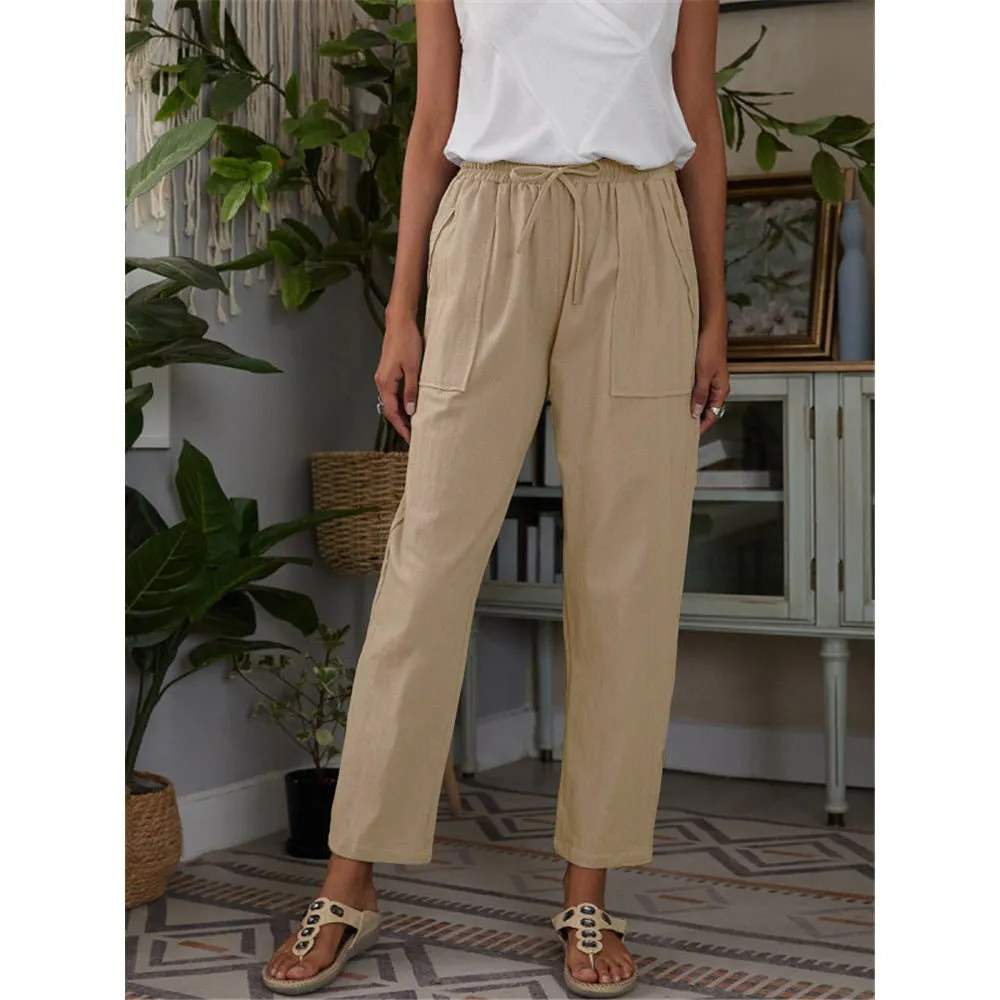 Casual Elastic Waist Straight leg Slacks