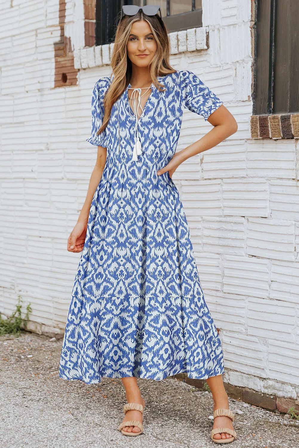 Casual Geometric Print Maxi Dress