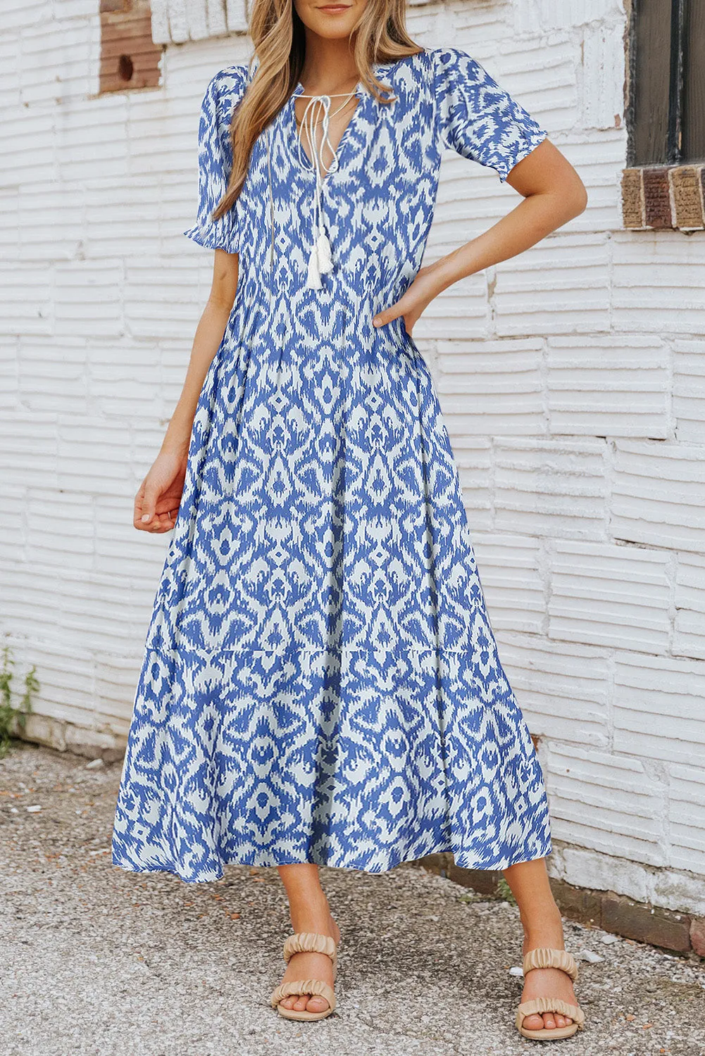 Casual Geometric Print Maxi Dress