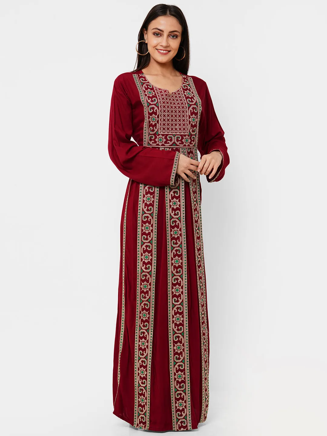 Casual Long Sleeve Boho-Chic in Maroon