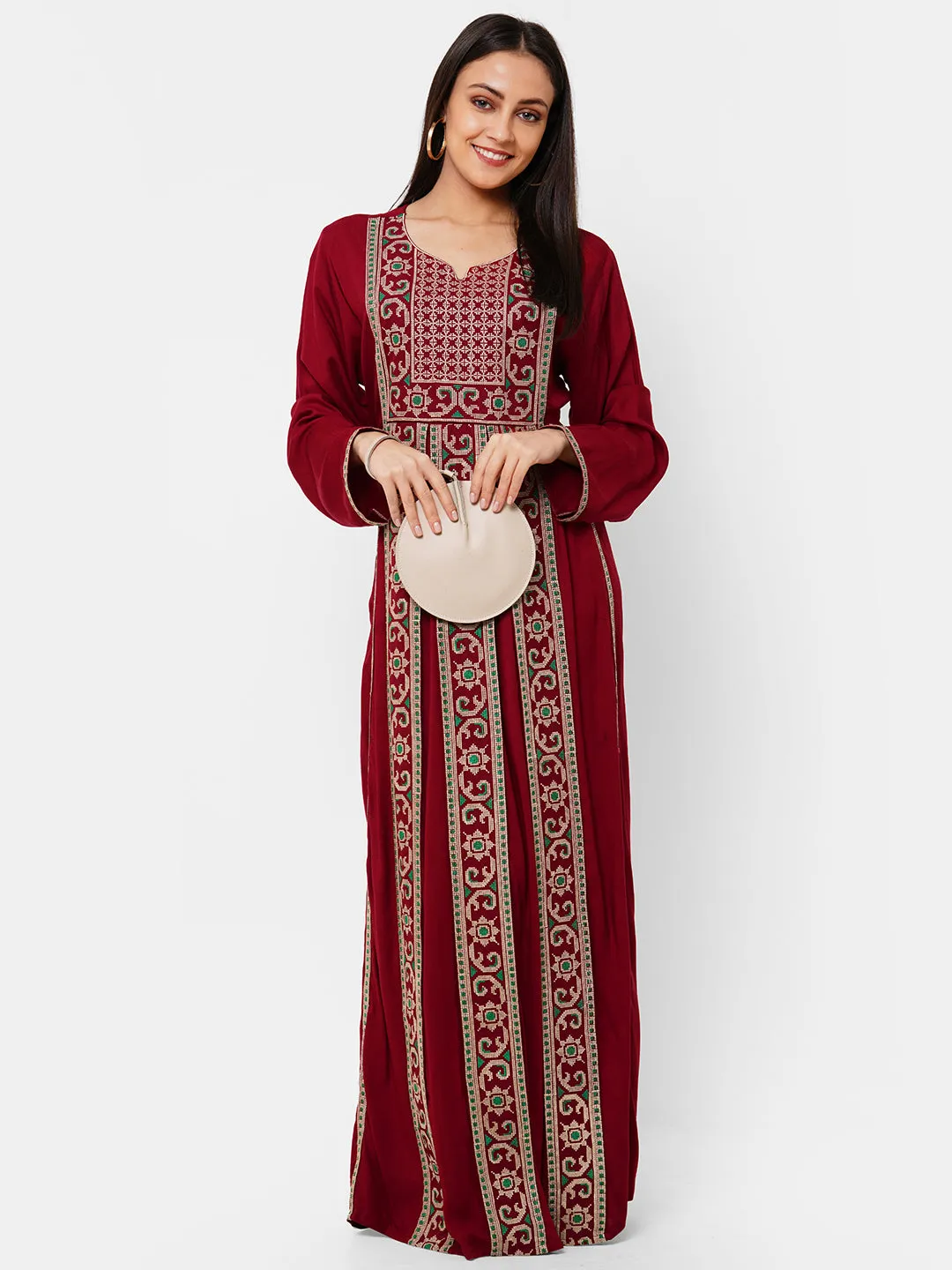 Casual Long Sleeve Boho-Chic in Maroon