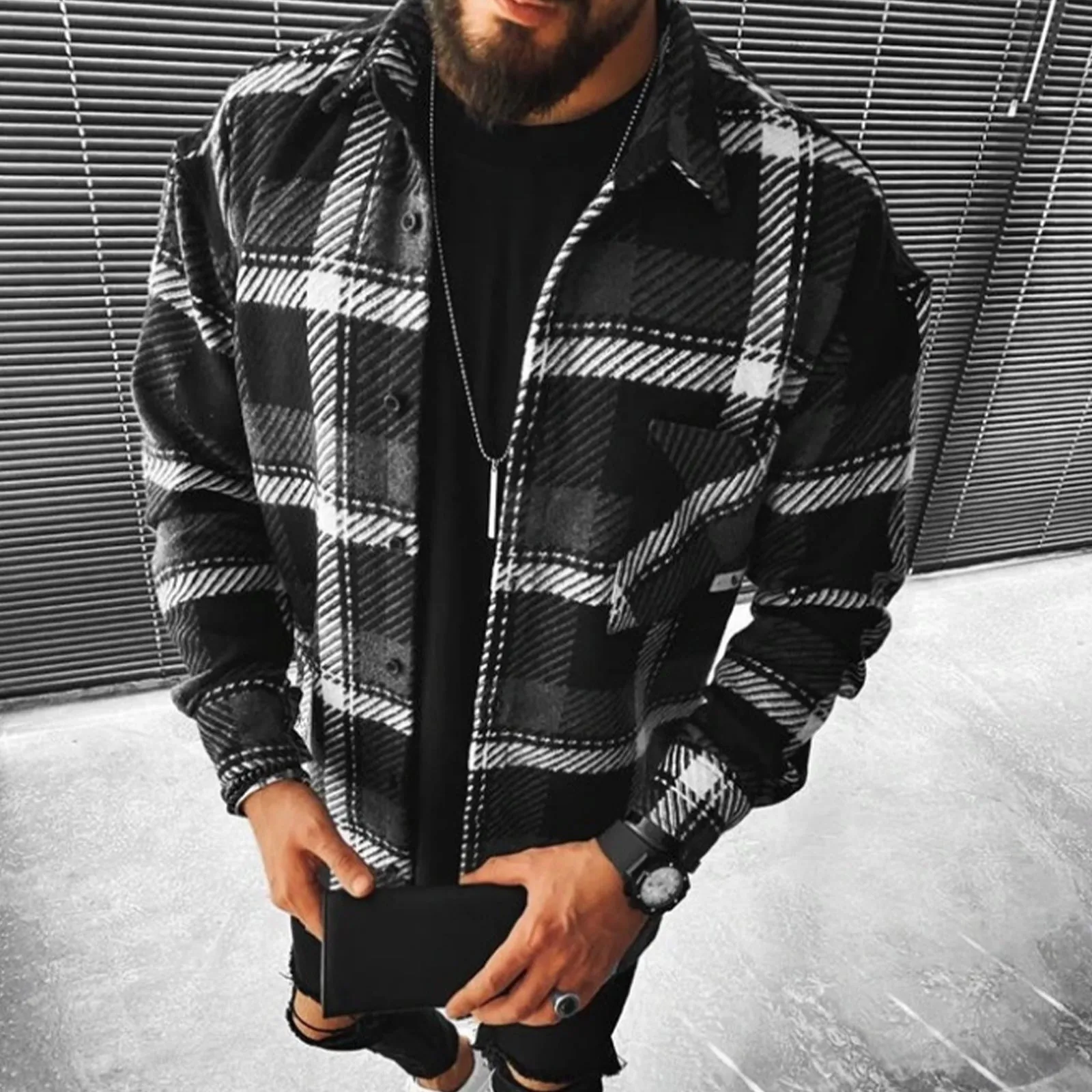 CASUAL PLAID FLANNEL SHIRT JACKET