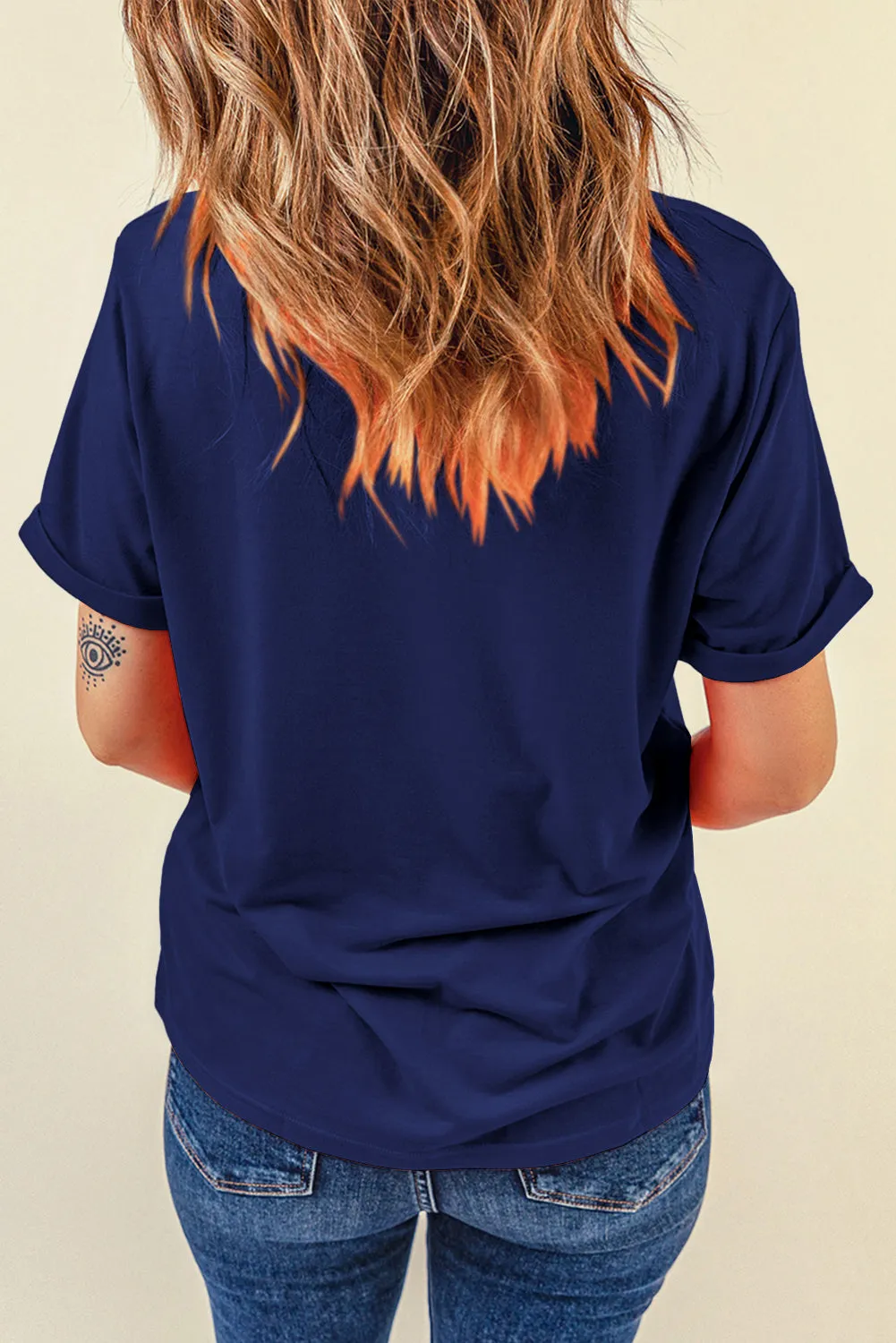 Casual Plain Crew Neck Tee