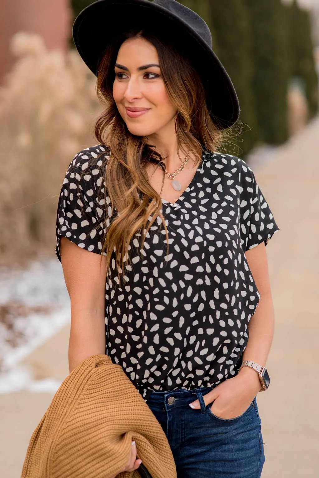 Casual Stone Printed Blouse