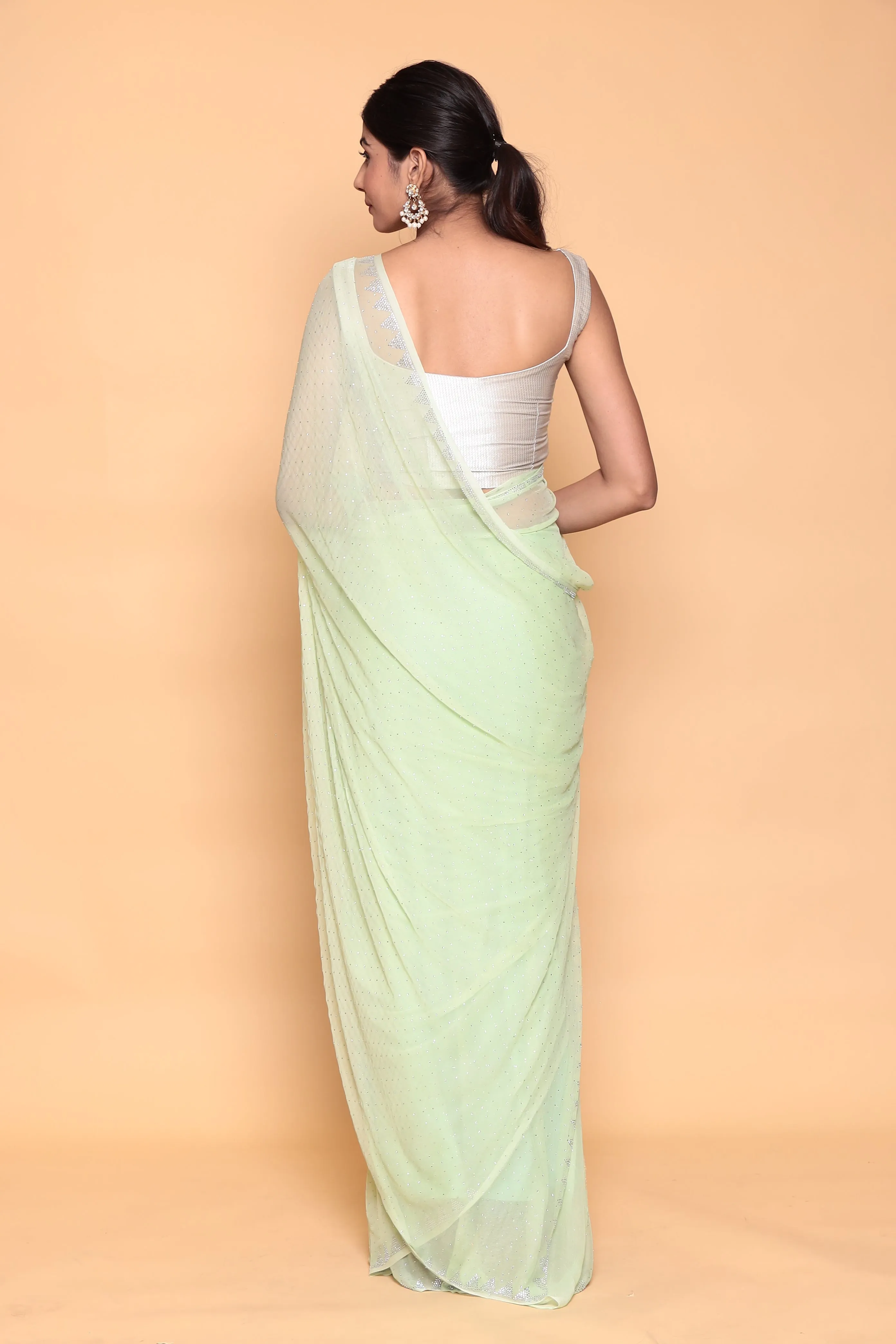 Chiffon Casual Saree with Swarovski work.