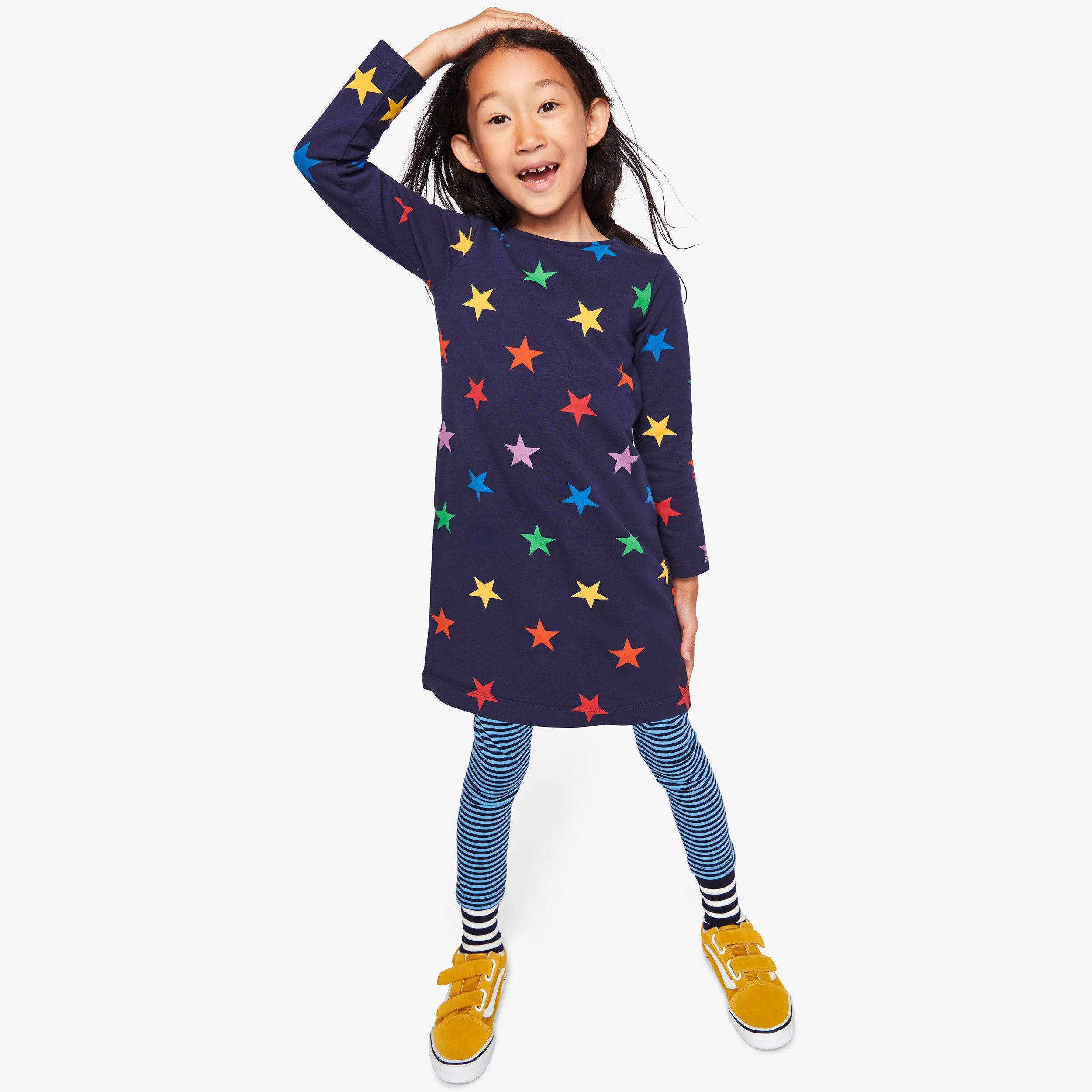 Clearance cozy dress in rainbow stars