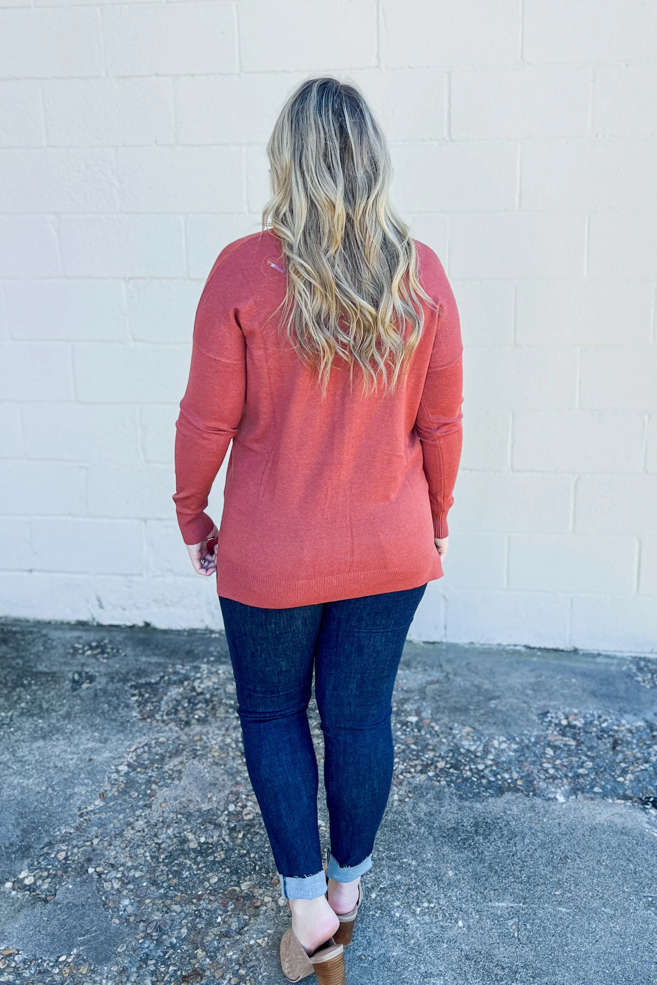 Cozy Charm Top, Heathered Rust