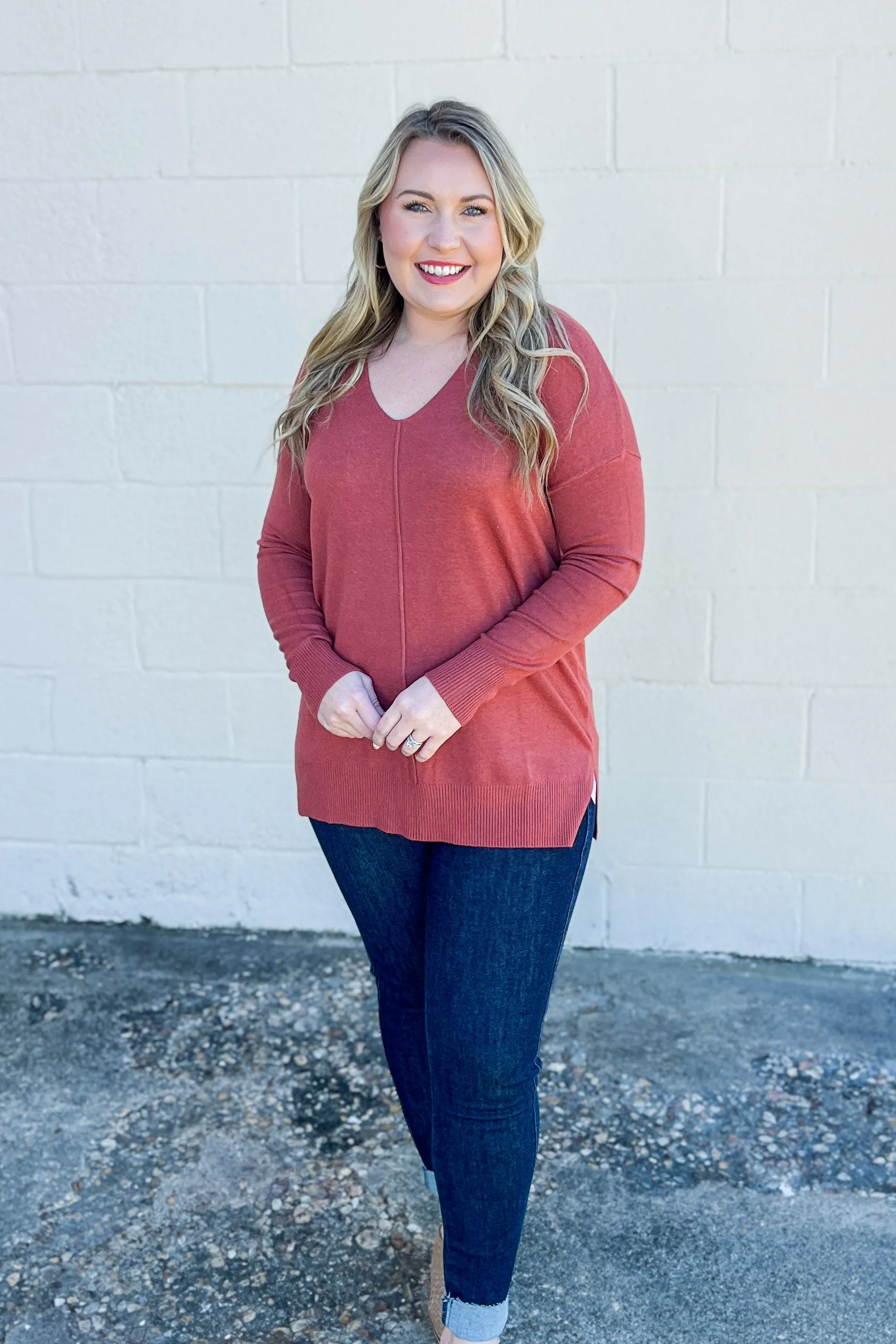 Cozy Charm Top, Heathered Rust