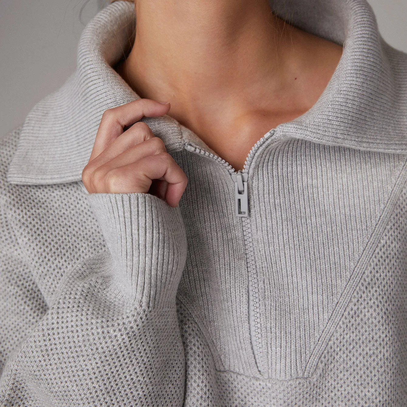 Cozy Cotton Silk Collared Half Zip