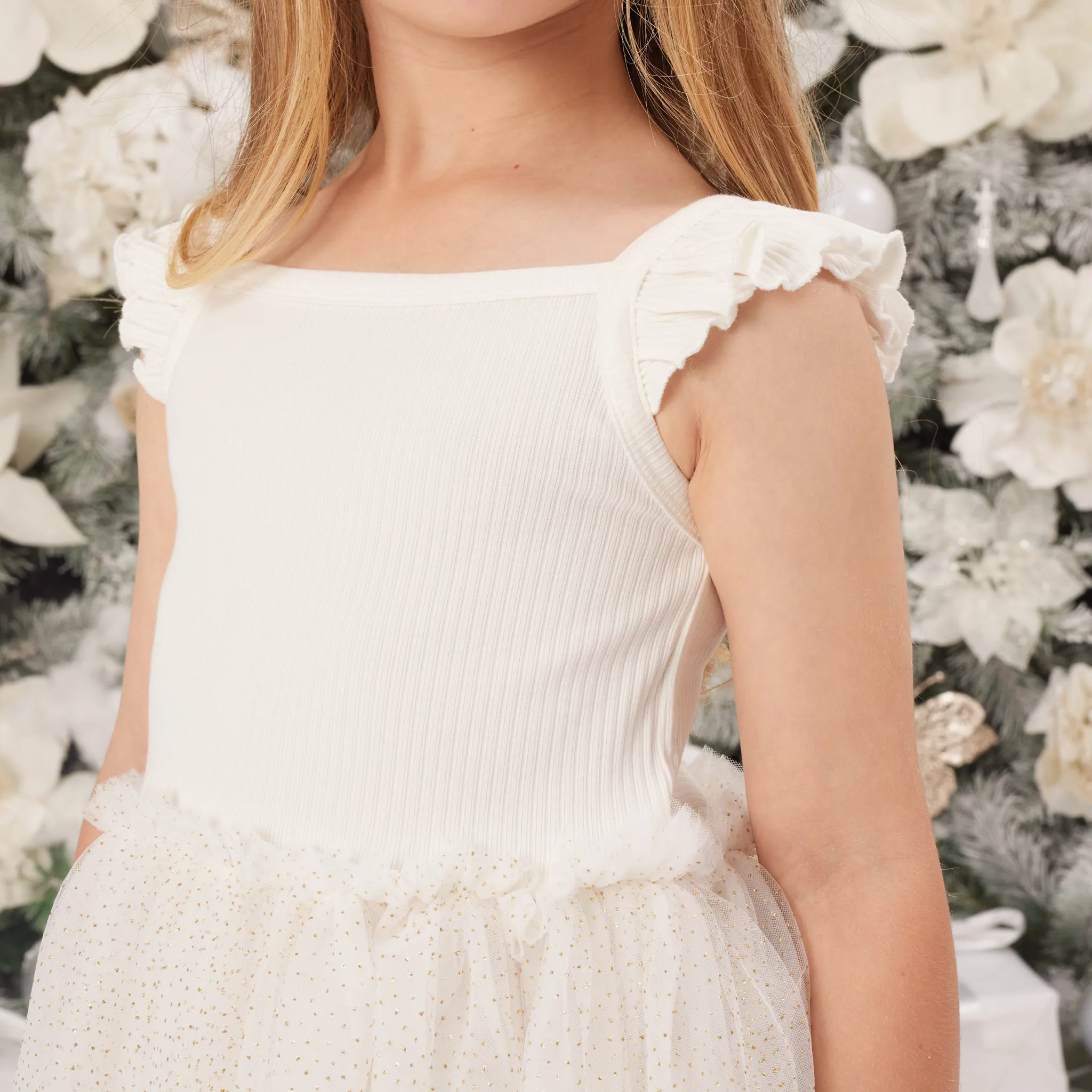 Cozy Flutter Tutu Dress - Coconut