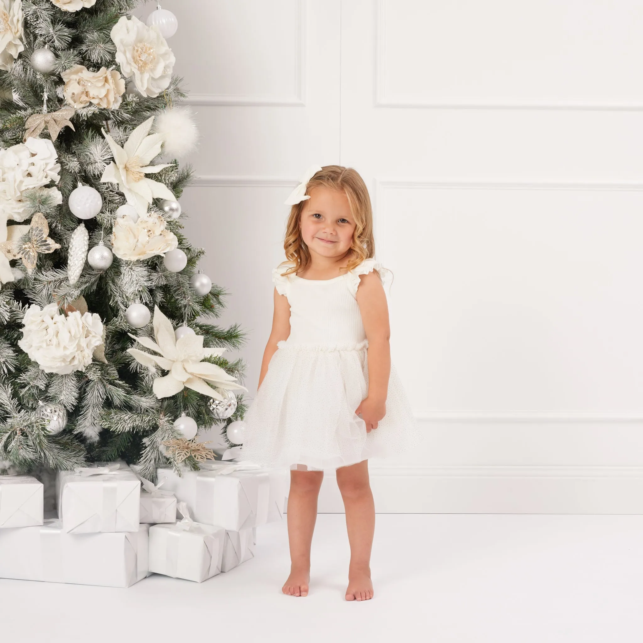 Cozy Flutter Tutu Dress - Coconut