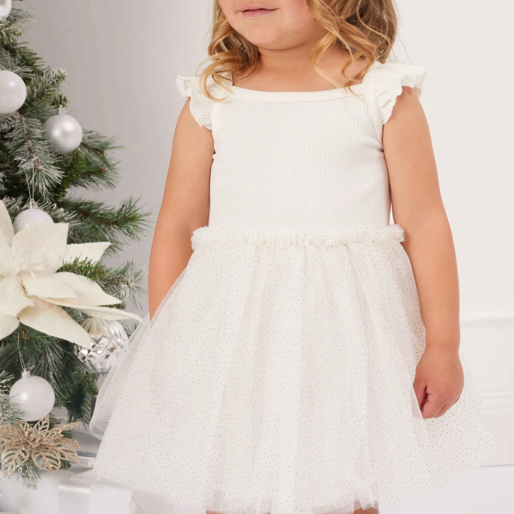 Cozy Flutter Tutu Dress - Coconut