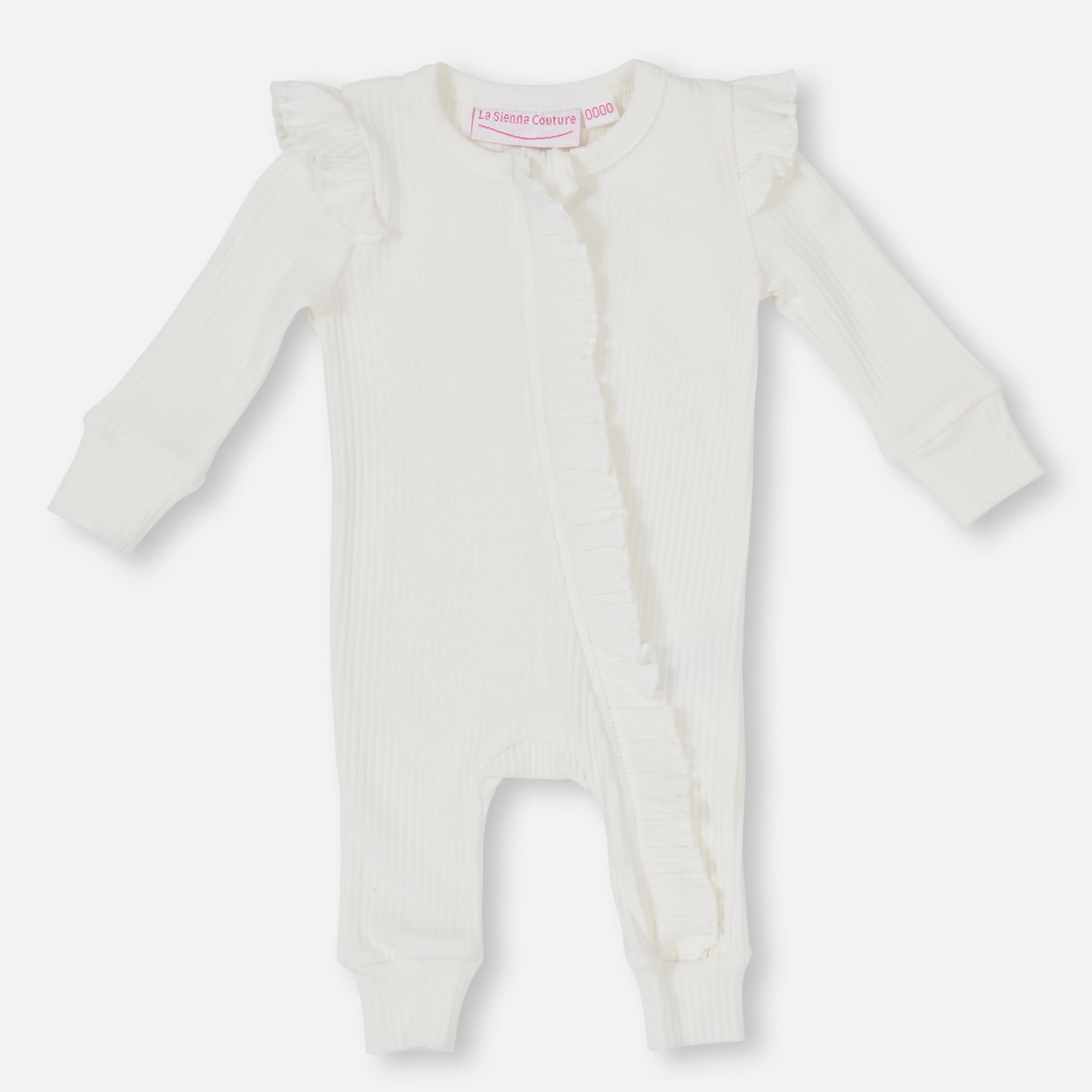 Cozy Frilly Zip Romper - Coconut