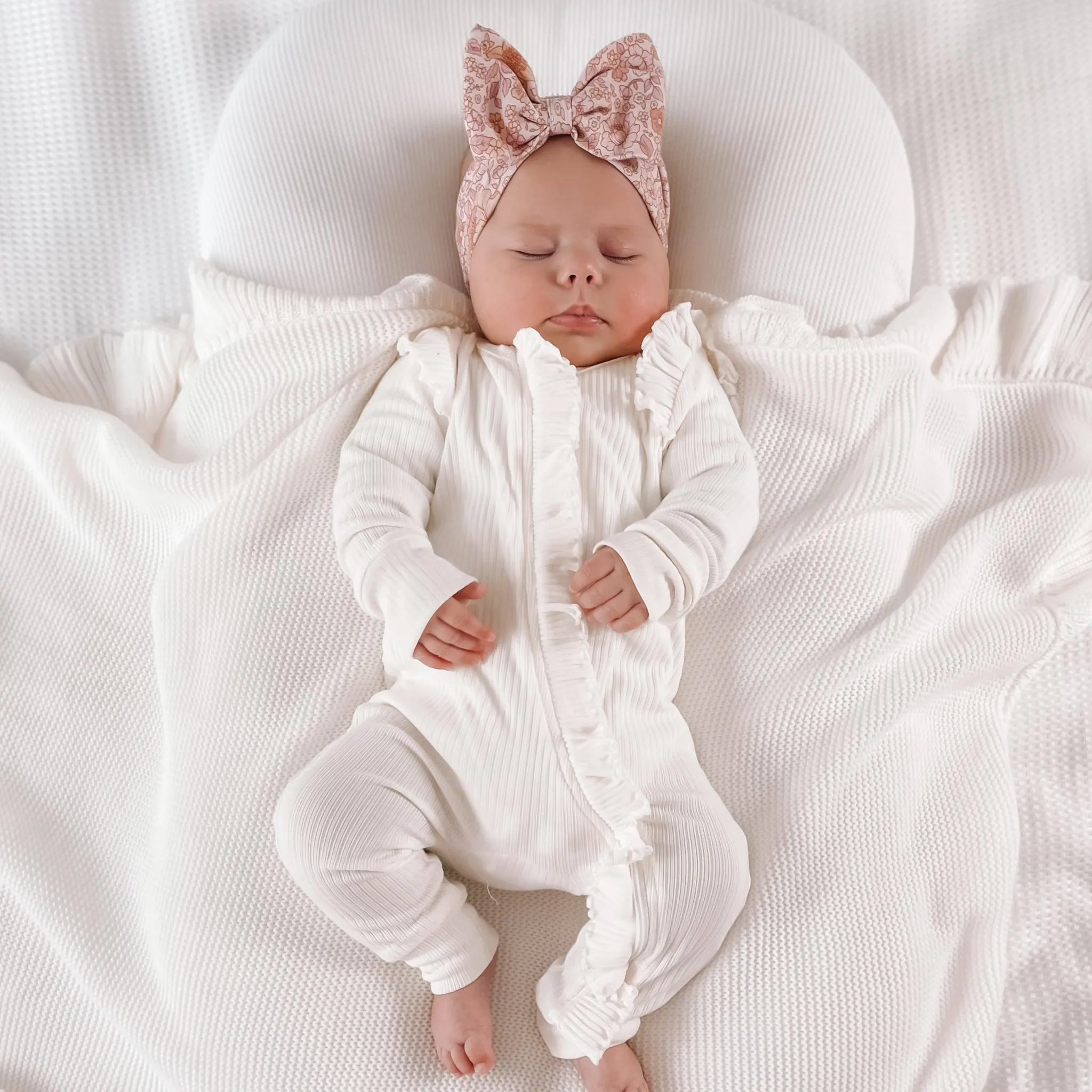 Cozy Frilly Zip Romper - Coconut