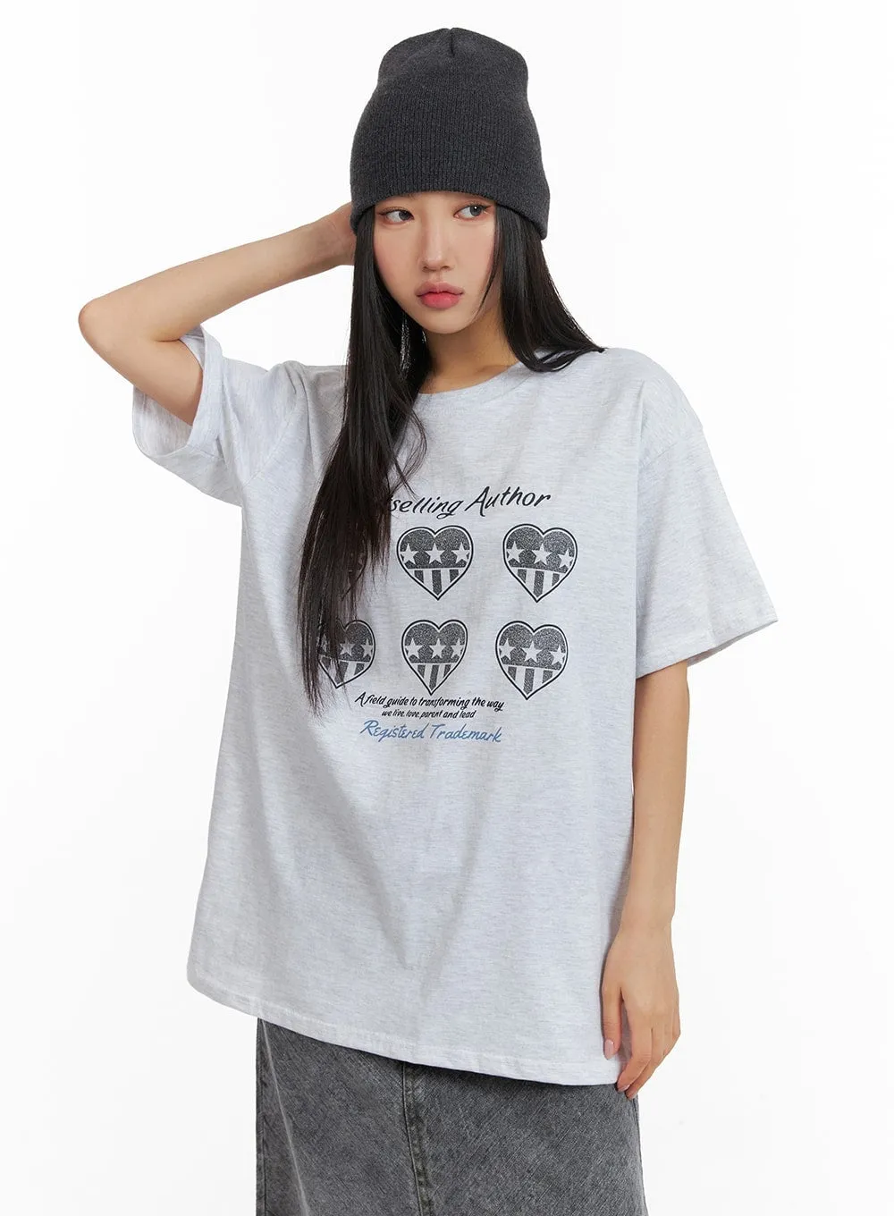 Cozy Graphic Lettering Oversized Tee CM408